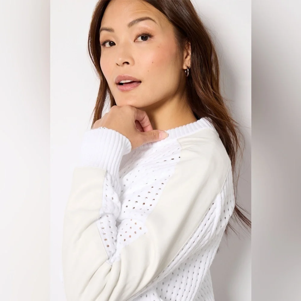 ⛱️🔥Evereve - White Harlow Open Stitch Bomber - XL